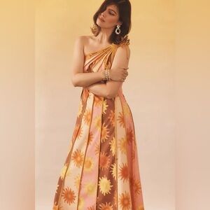 Farm Rio x Anthropologie One-Shoulder Seamed A-Line Dress